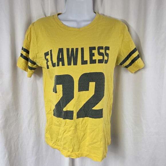 Bonfire Tops - On Fire Womens Size Medium Short Sleeve Graphic Jersey T Shirt Yellow Black